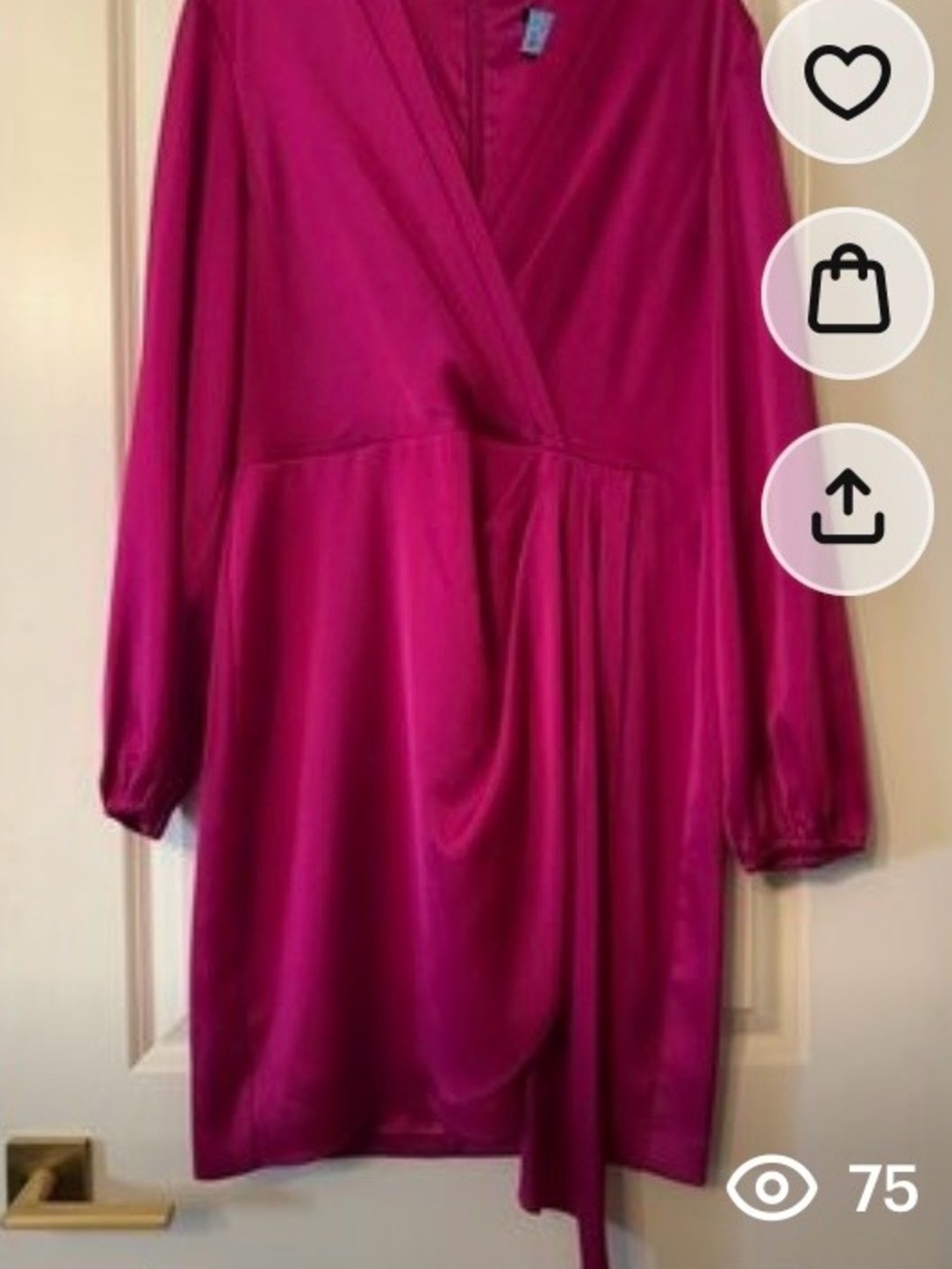 Fuchsia Alex Marie Beautiful Wrap-Style Long Sleeve Dress